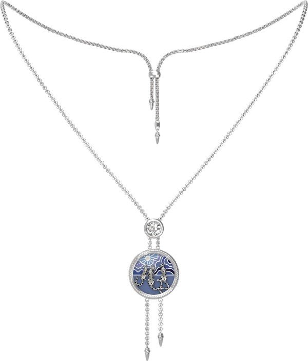 Колье из белого золота c эмалью