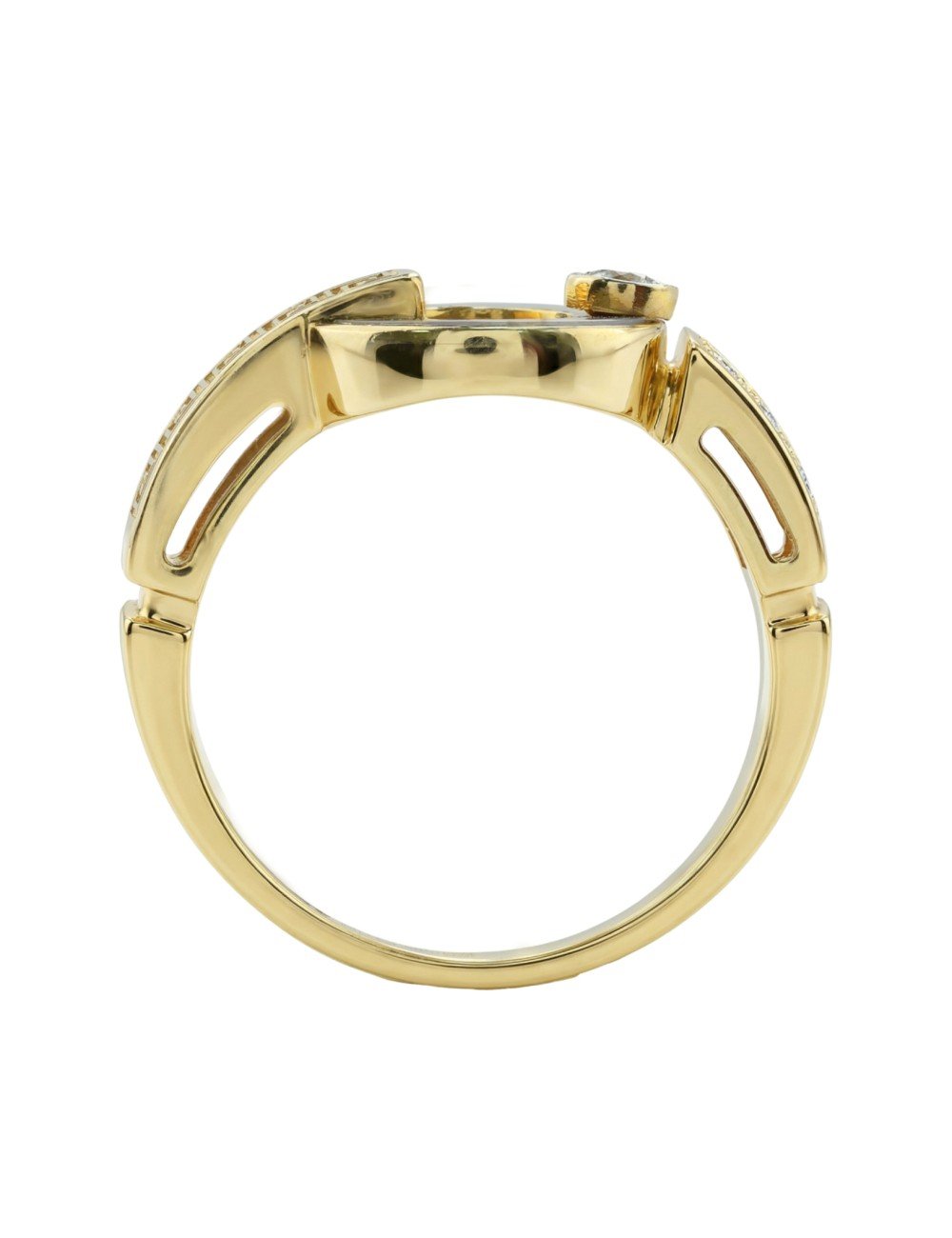 Кольцо из лимонного золота c бриллиантами и перламутром