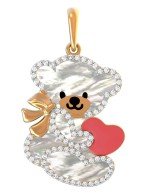 Подвеска из золота c эмалью, фианитом и перламутром