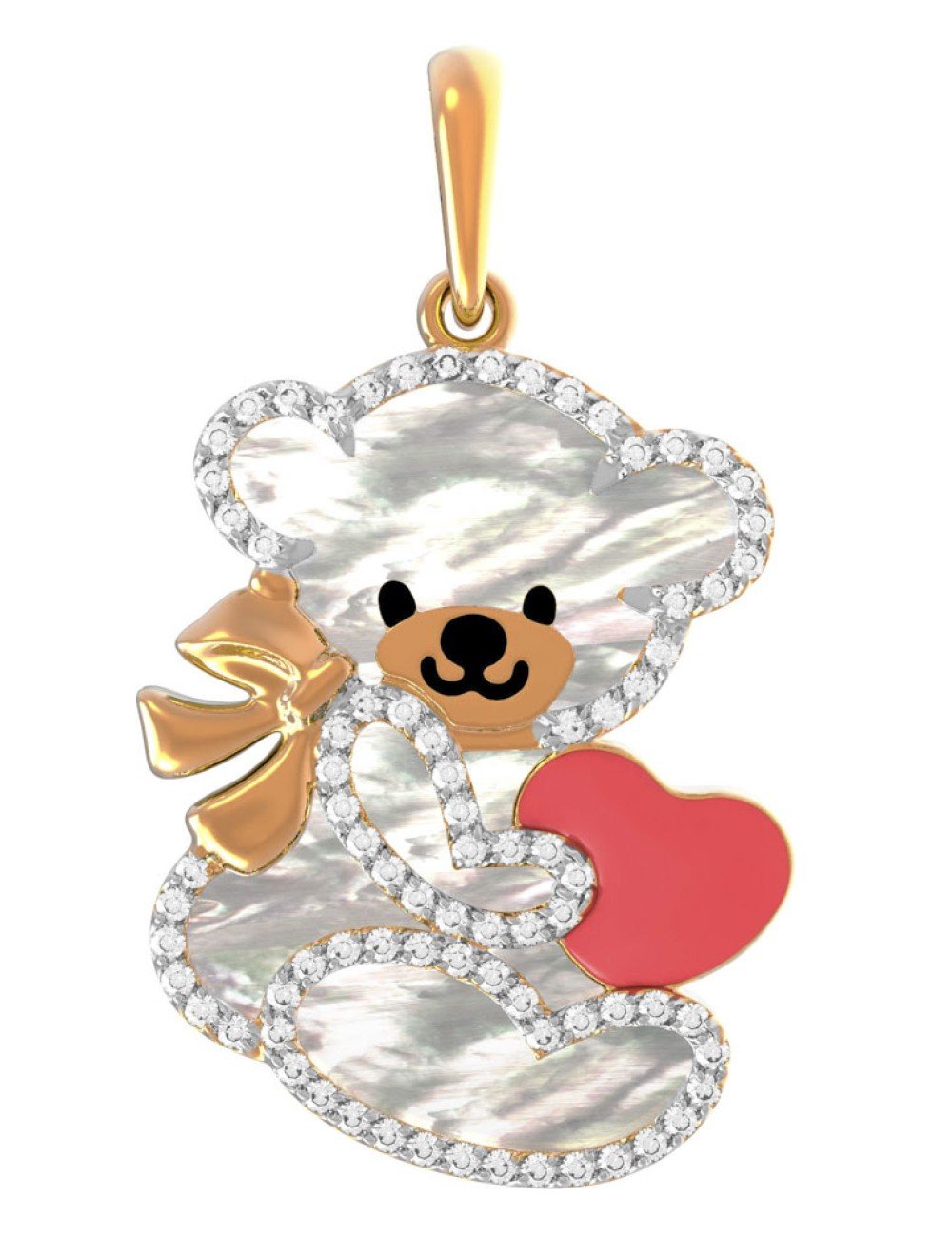 Подвеска из золота c эмалью, фианитом и перламутром