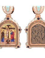 Образок из золота c эмалью и иконописью