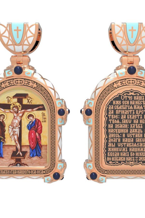 Образок из золота c эмалью и иконописью