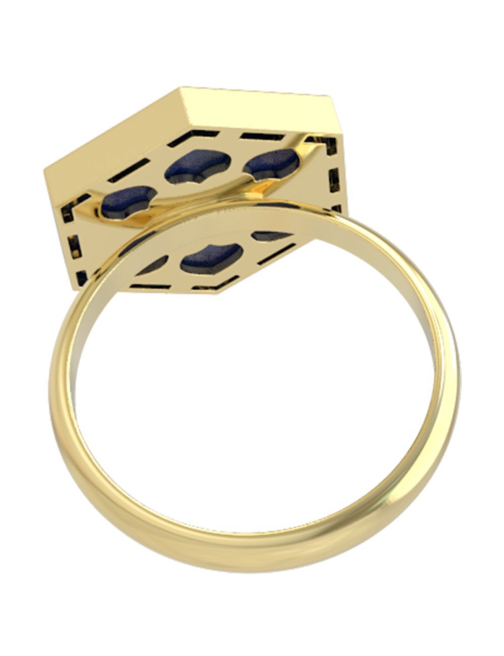 Кольцо из лимонного золота c лазуритом