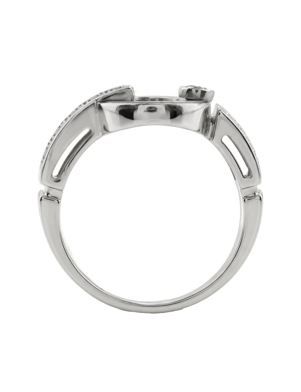 Кольцо из белого золота c бриллиантами и перламутром