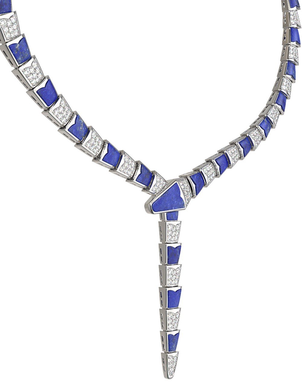 Колье из белого золота c бриллиантами и лазуритом