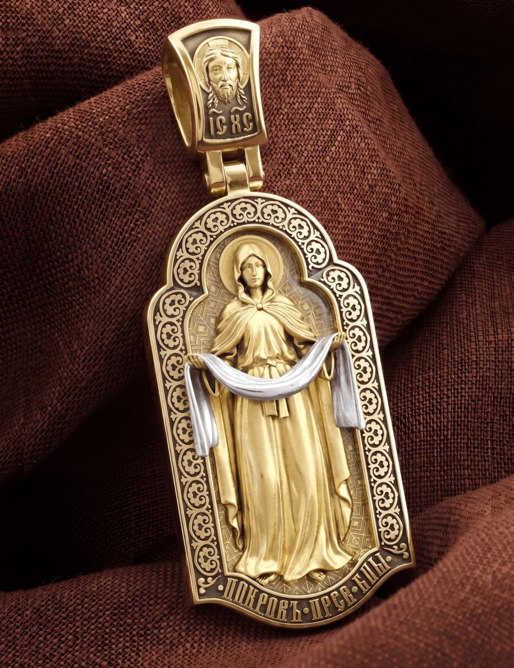 Образок из лимонного золота c эмалью