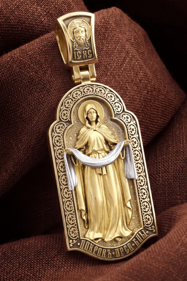 Образок из лимонного золота c эмалью