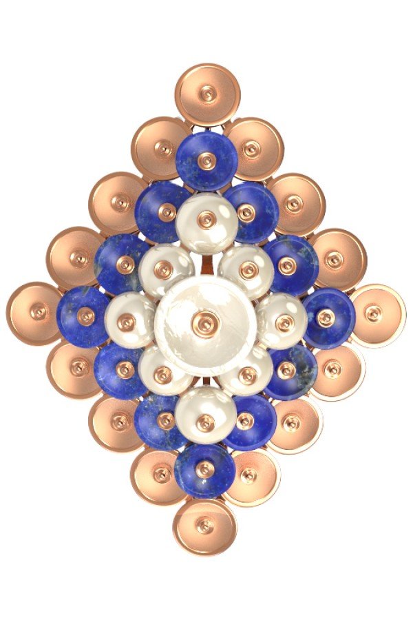 Подвеска из золота c лазуритом и перламутром