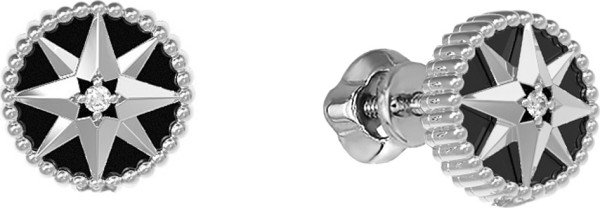 Серьги из белого золота c бриллиантами и ониксом