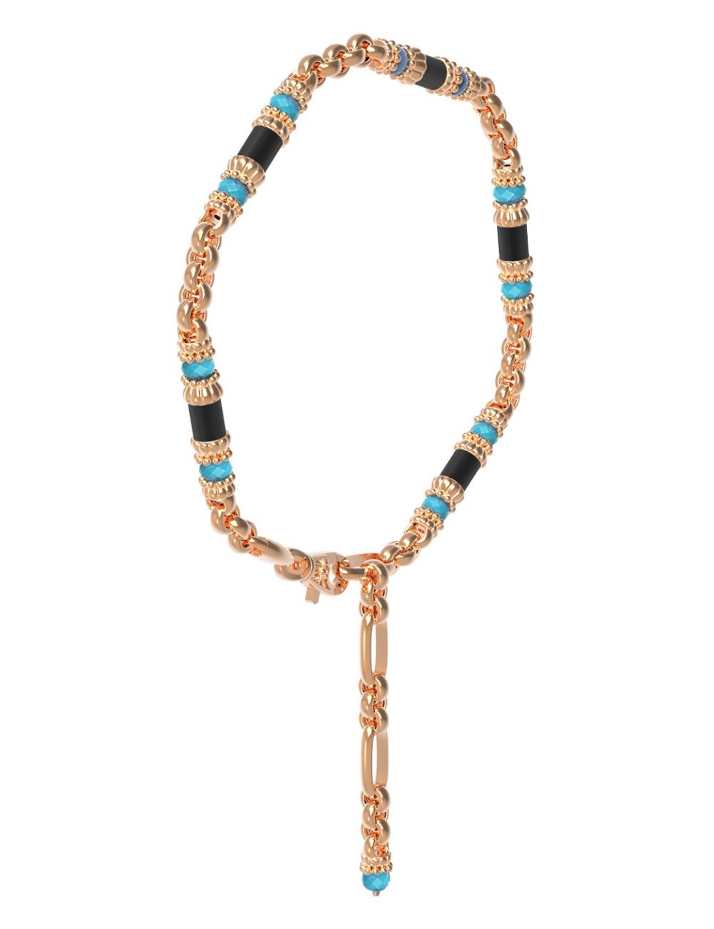 Браслет из золота c бирюзой и ониксом