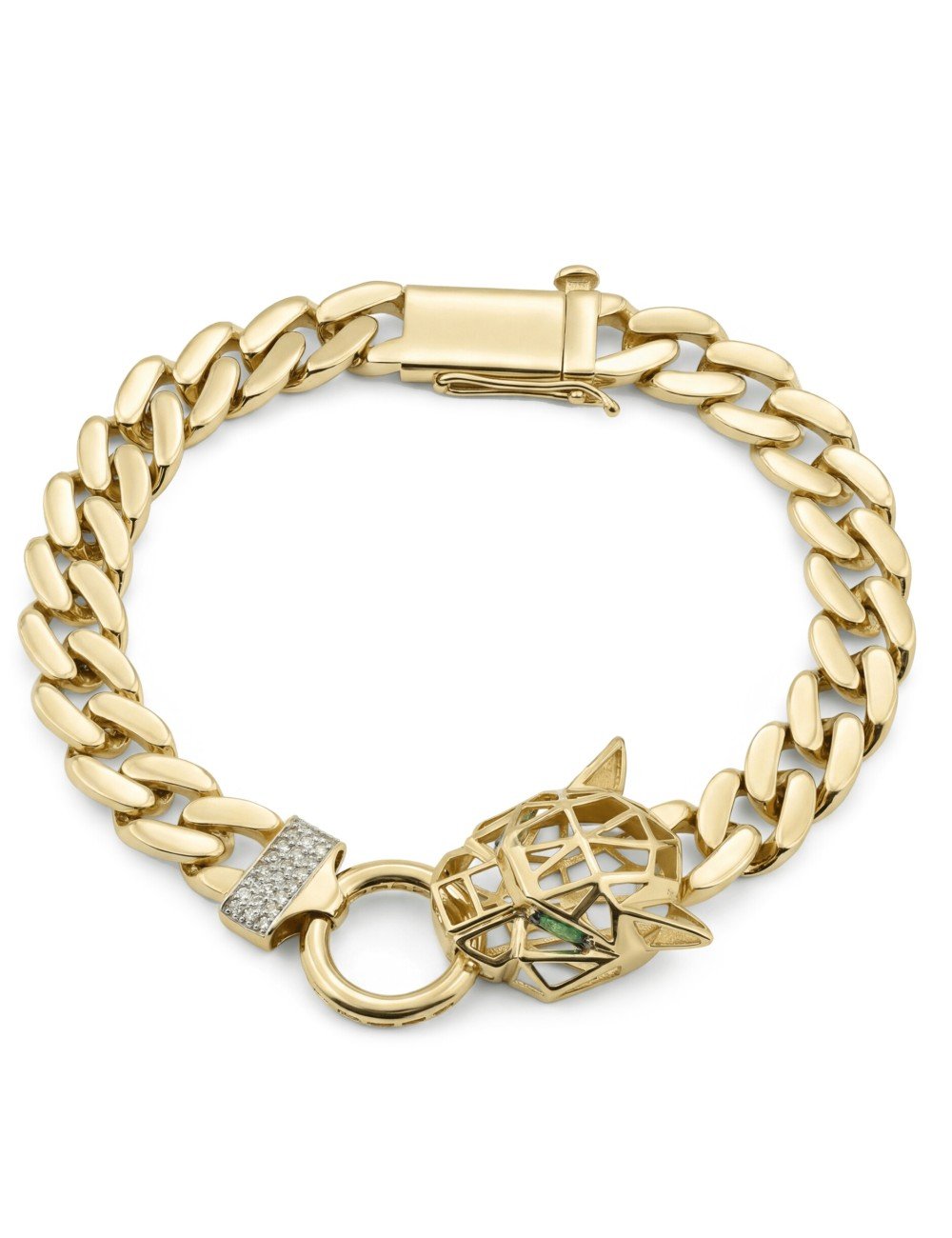 Браслет из лимонного золота c бриллиантами и изумрудом