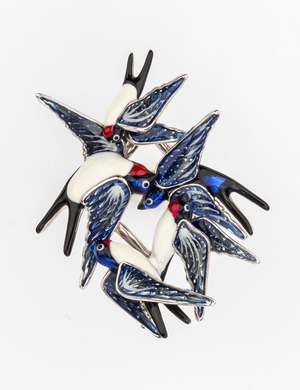 Кольцо из белого золота c эмалью