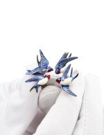 Кольцо из белого золота c эмалью