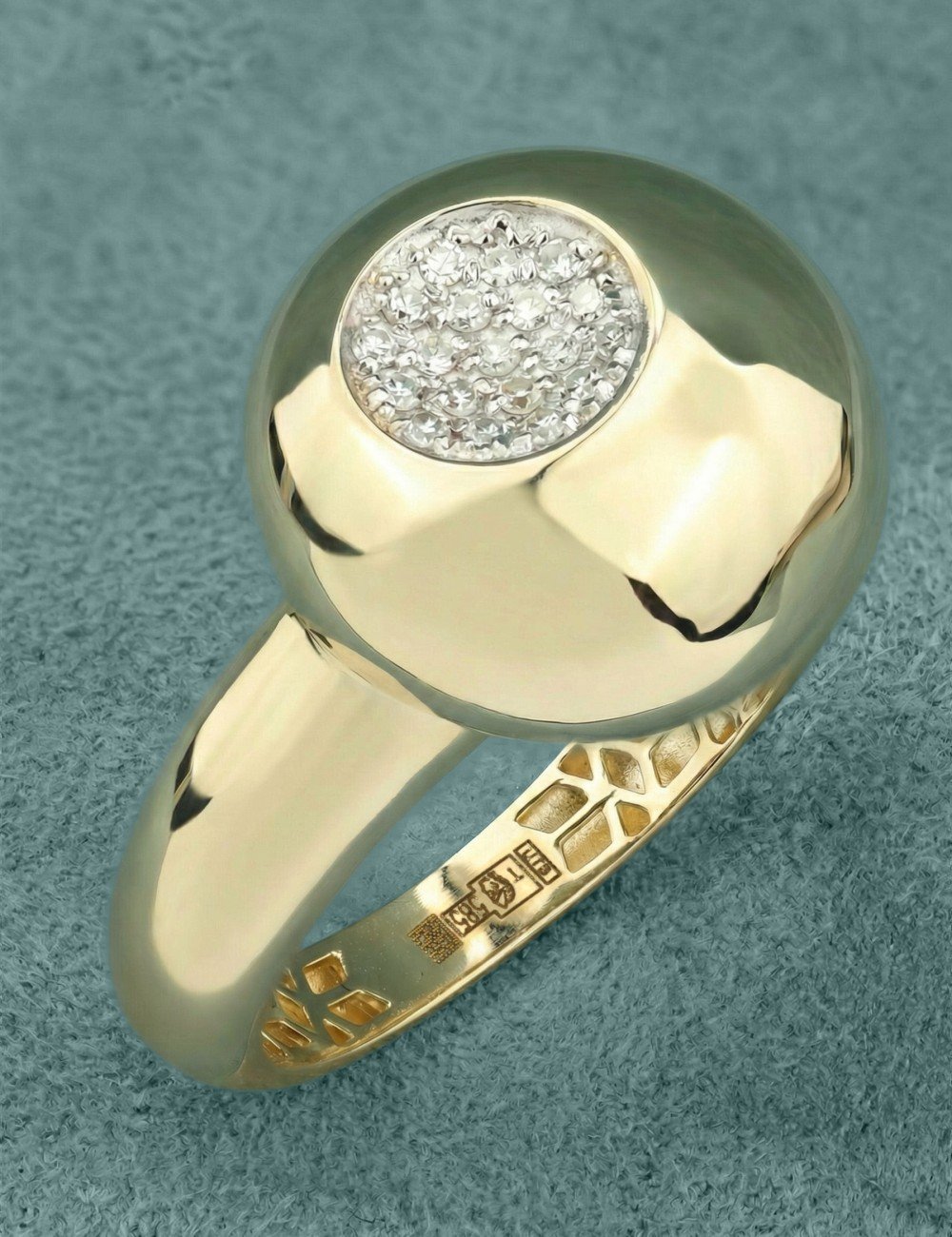 Кольцо из лимонного золота c бриллиантами