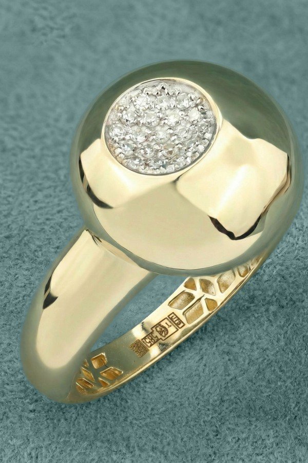 Кольцо из лимонного золота c бриллиантами