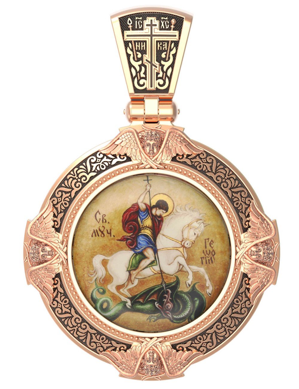 Образок из золота c эмалью и иконописью