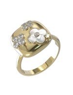 Кольцо из лимонного золота c бриллиантами и перламутром