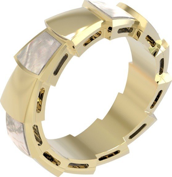 Кольцо из лимонного золота c перламутром