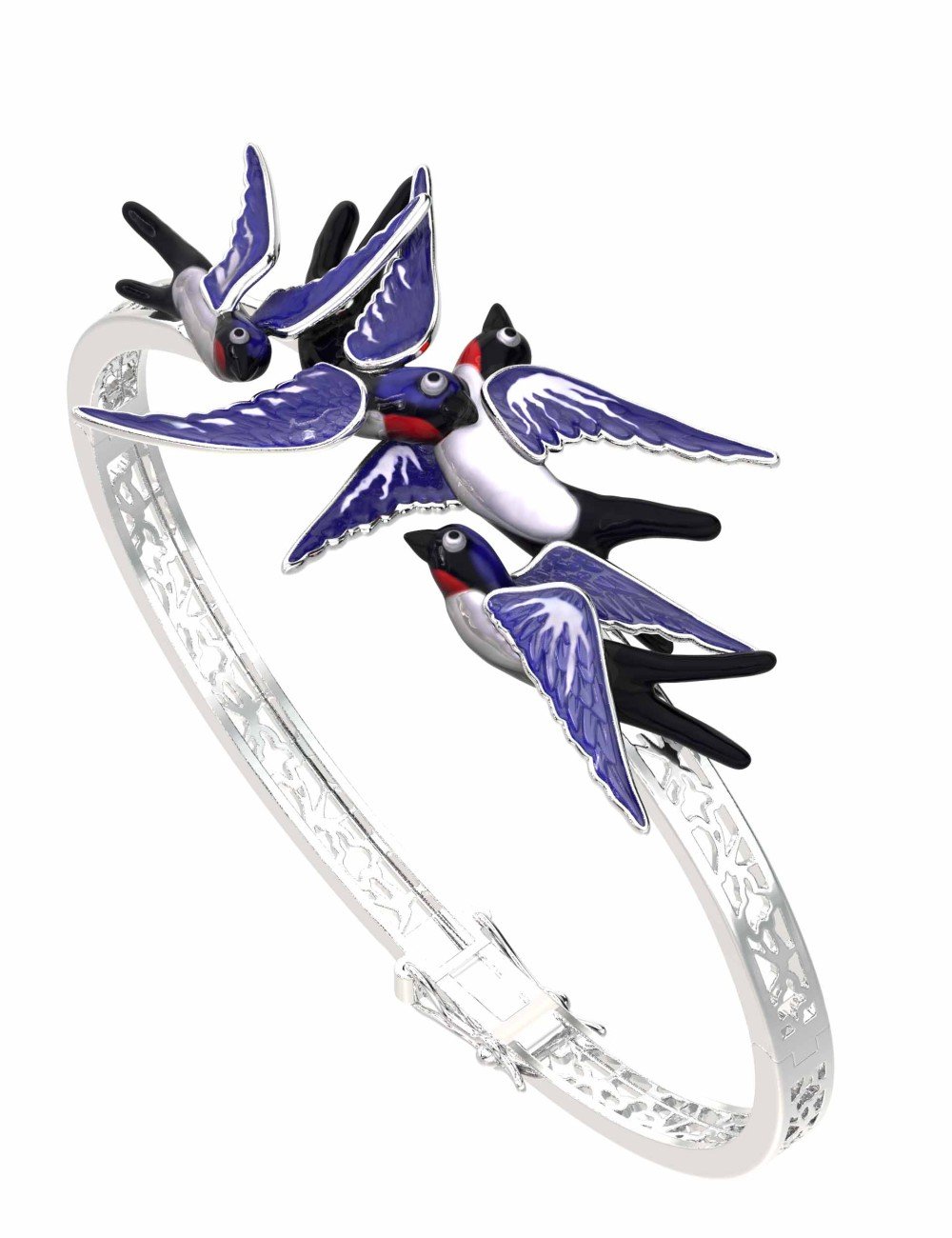 Браслет из белого золота c эмалью