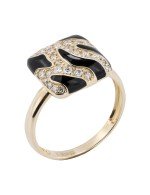 Кольцо из лимонного золота c эмалью и бриллиантами