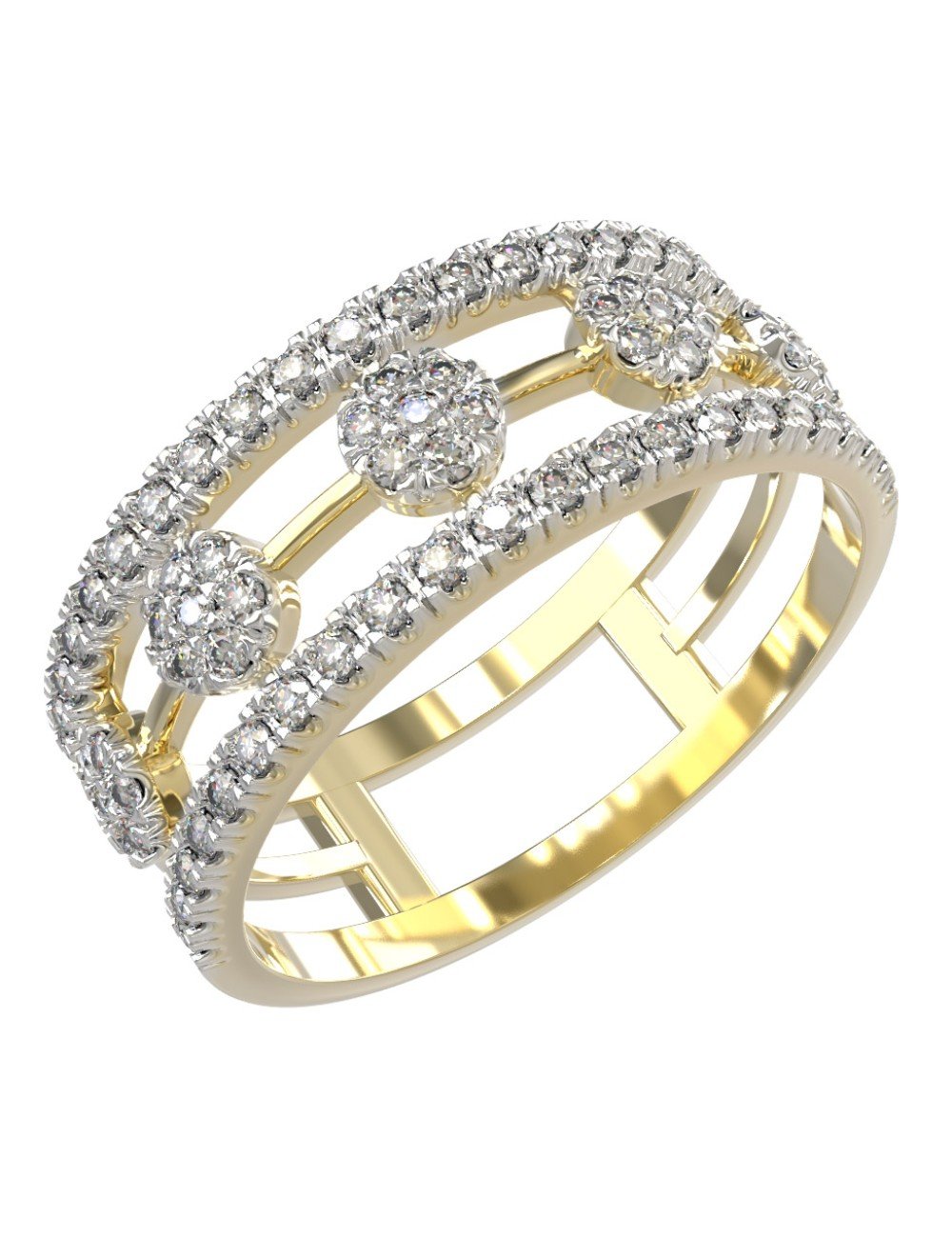 Кольцо из лимонного золота c бриллиантами