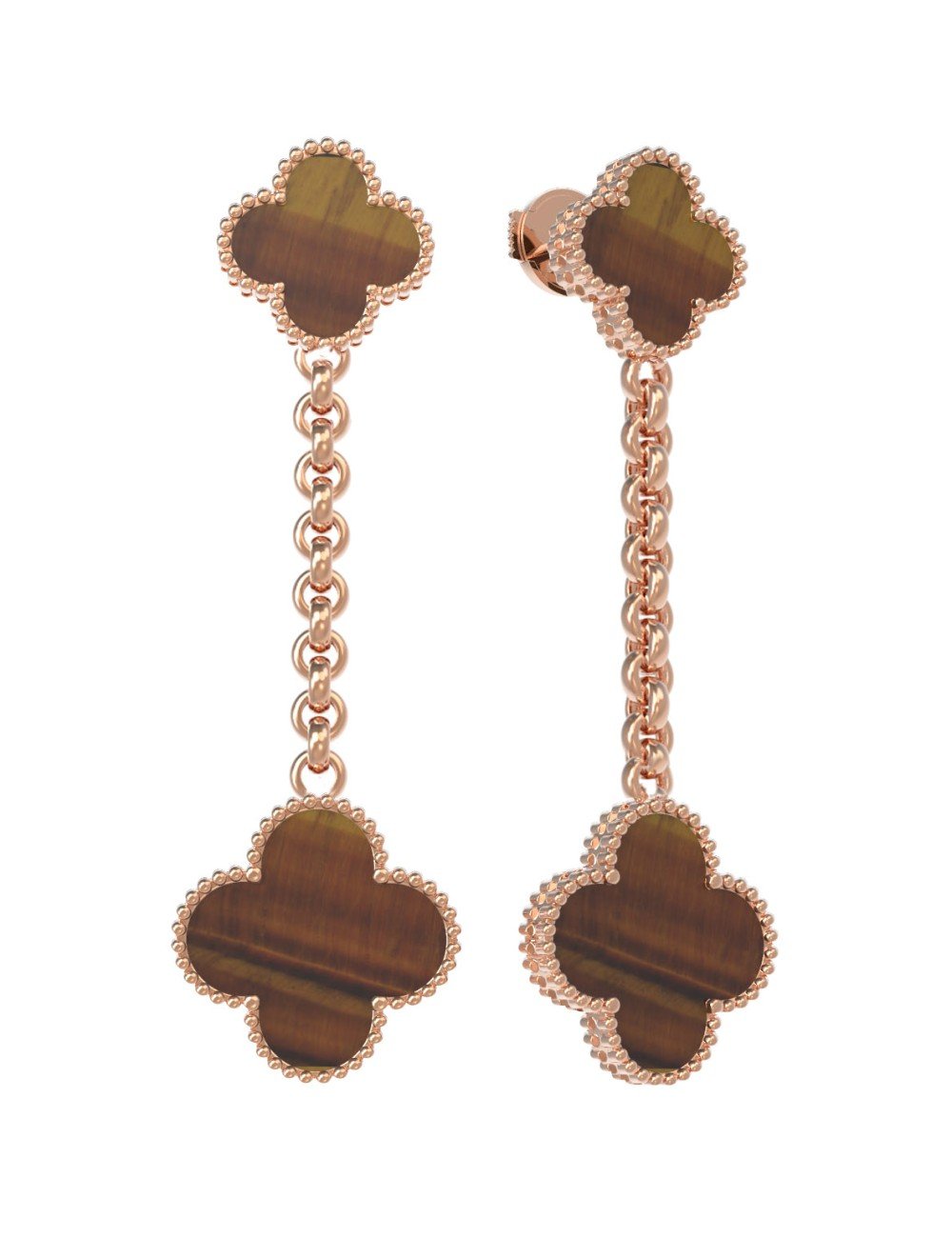 Серьги из золота c тигровым глазом