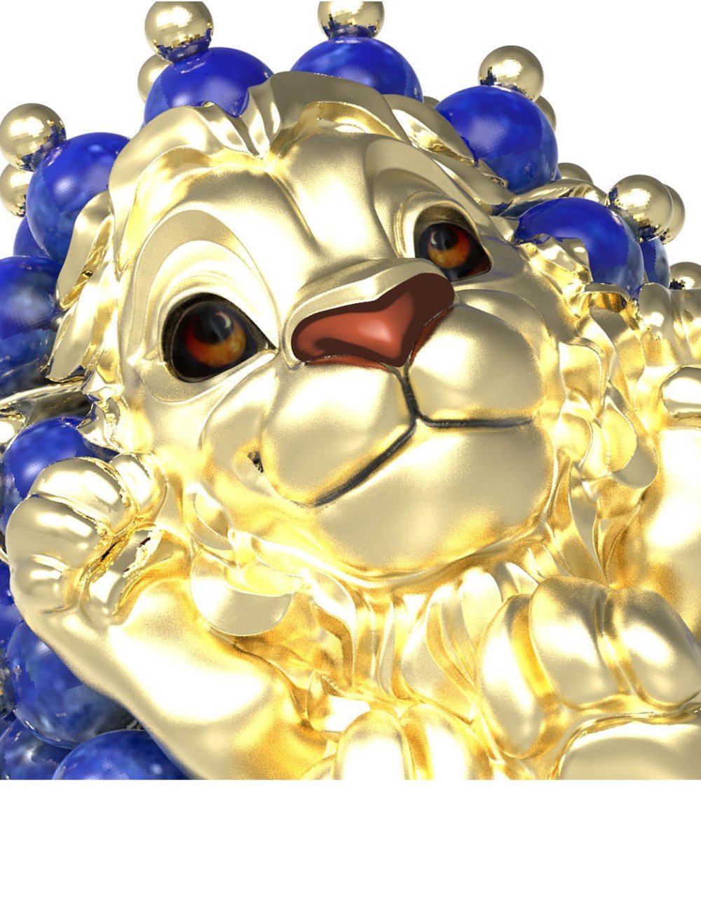 Кольцо из лимонного золота c эмалью и лазуритом