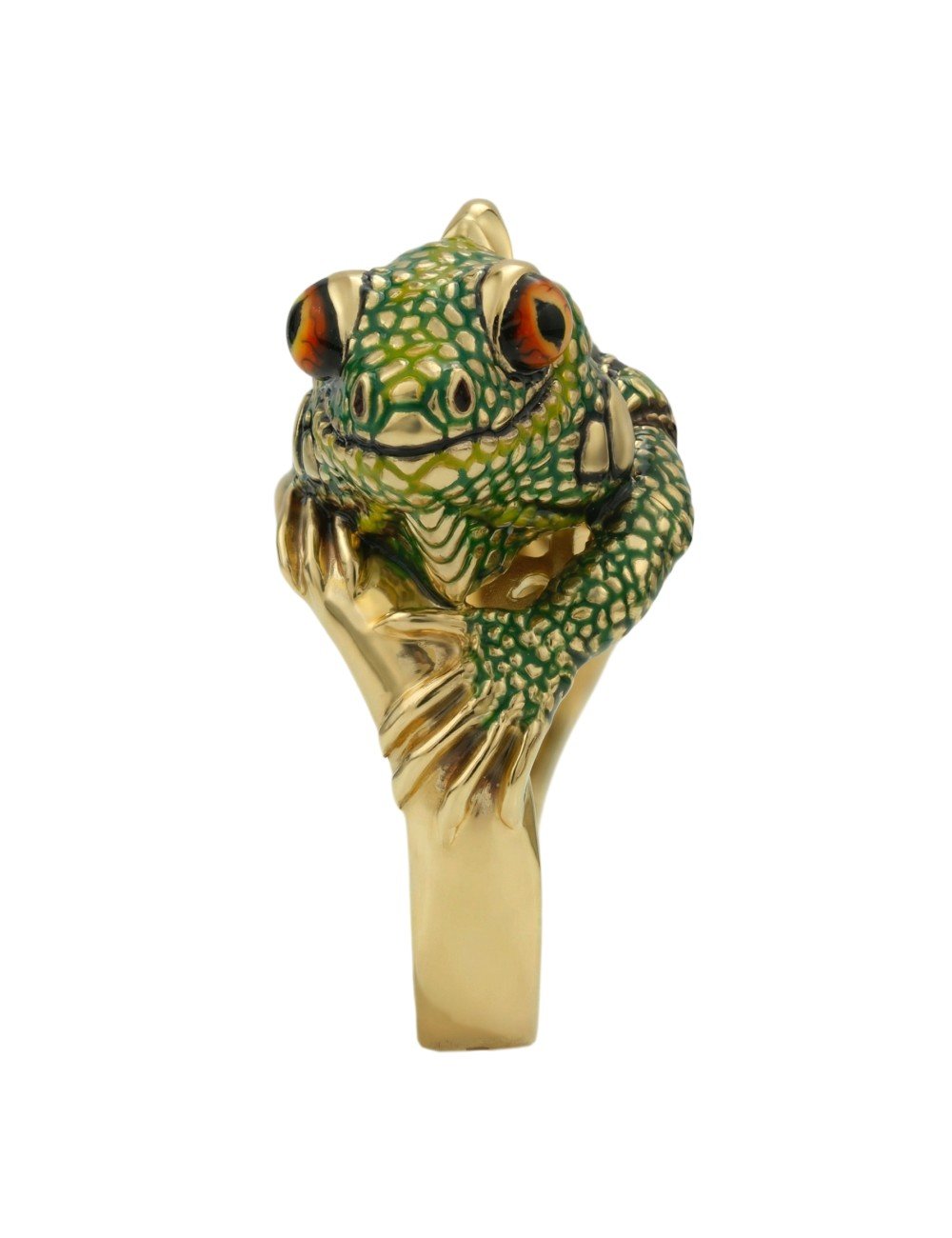 Кольцо из лимонного золота c эмалью и рубином