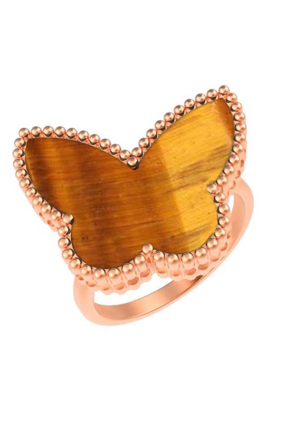 Кольцо из золота c тигровым глазом