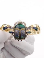 Браслет из лимонного золота c эмалью, фианитом, турмалином и эмалью