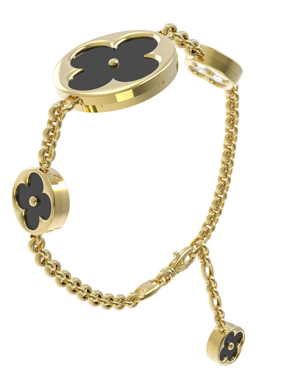 Браслет из лимонного золота c ониксом и перламутром