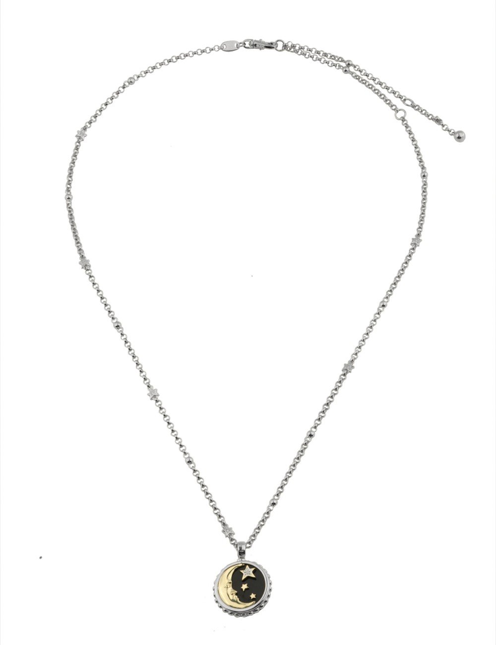 Колье из белого золота c бриллиантами, ониксом и перламутром