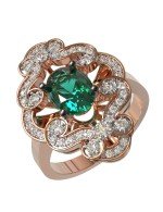 Кольцо из золота c бриллиантами и изумрудом