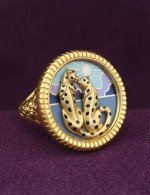 Кольцо из лимонного золота c эмалью