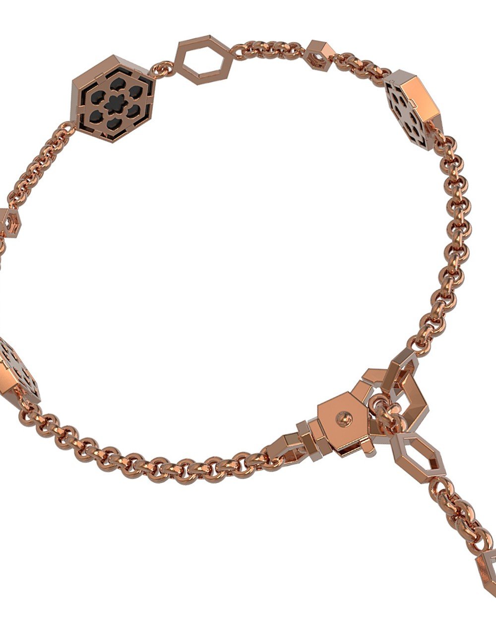 Браслет из золота c бриллиантами, ониксом и перламутром