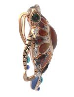 Подвеска из золота c эмалью, фианитом, гранатом и янтарём