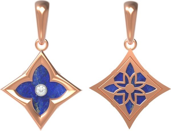 Подвеска из золота c бриллиантами и лазуритом