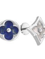 Серьги из белого золота c лазуритом и перламутром