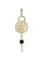 Подвеска из лимонного золота c ониксом и перламутром