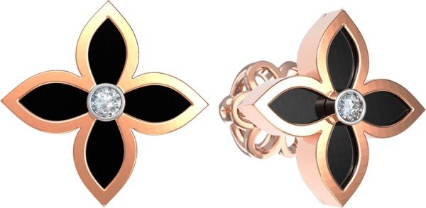 Серьги из золота c бриллиантами и ониксом