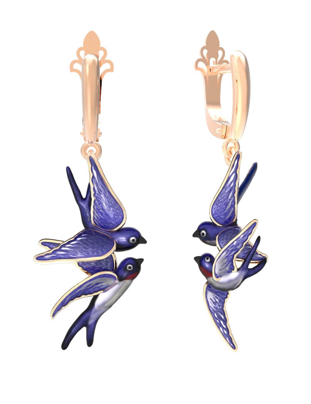 Серьги из золота c эмалью