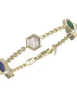 Браслет из лимонного золота c лазуритом, малахитом и перламутром