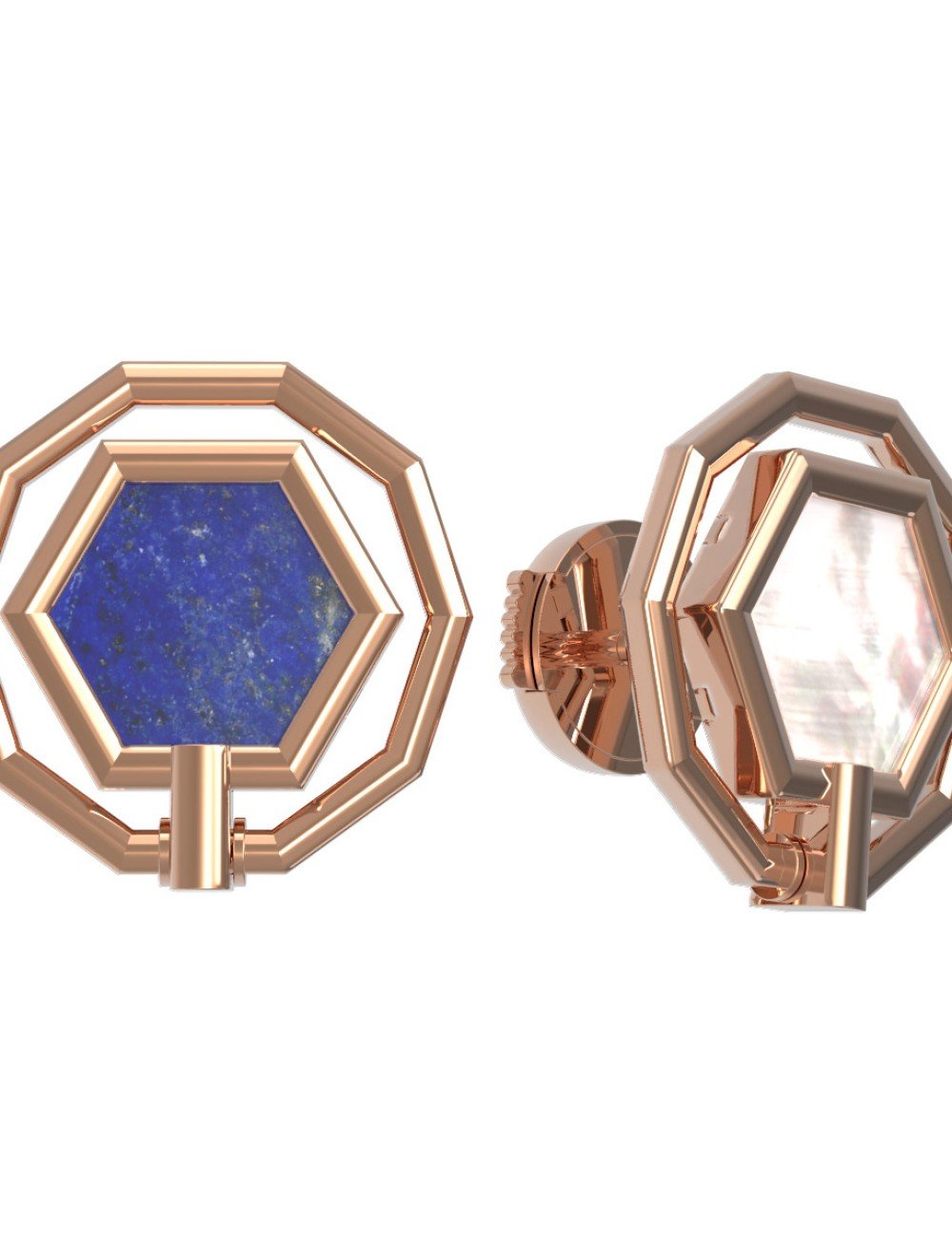 Серьги из золота c лазуритом и перламутром