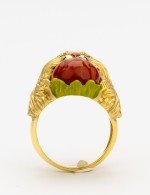 Кольцо из лимонного золота c эмалью