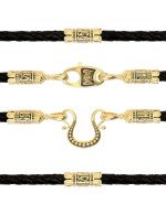 Гайтан из лимонного золота c кожаным шнурком