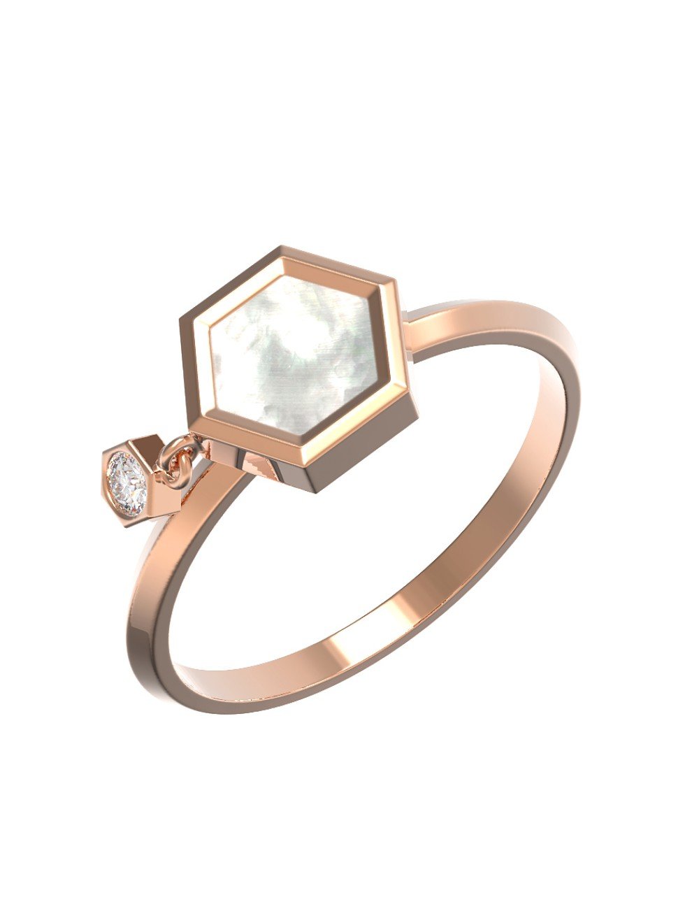 Кольцо из золота c бриллиантами и перламутром