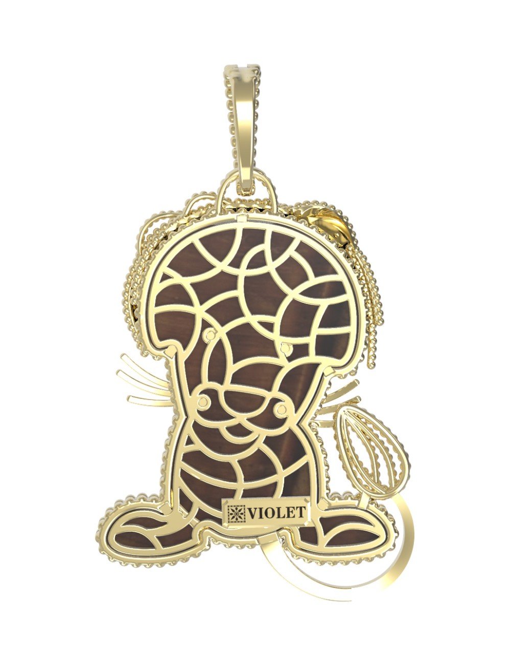 Подвеска из лимонного золота c эмалью и тигровым глазом