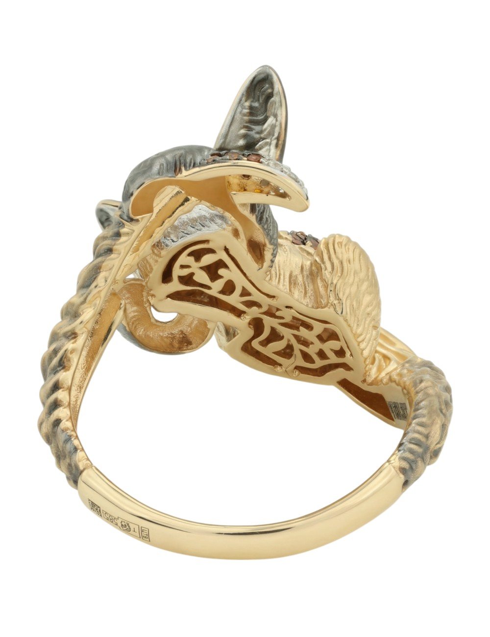 Кольцо из лимонного золота c эмалью и фианитом