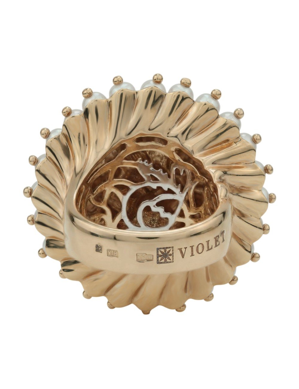 Кольцо из золота c эмалью и жемчугом