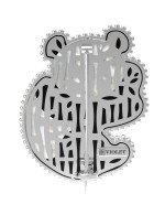 Брошь из белого золота c эмалью, ониксом и перламутром